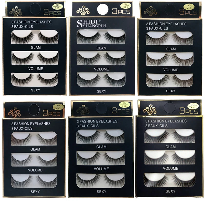 SHIDISHANGPIN 3 pairs 29 styles False Eyelashes Natural Long 3D Faux Mink Hair Soft Fluffy Wispy Handmade Lashes Eye Maquiagem