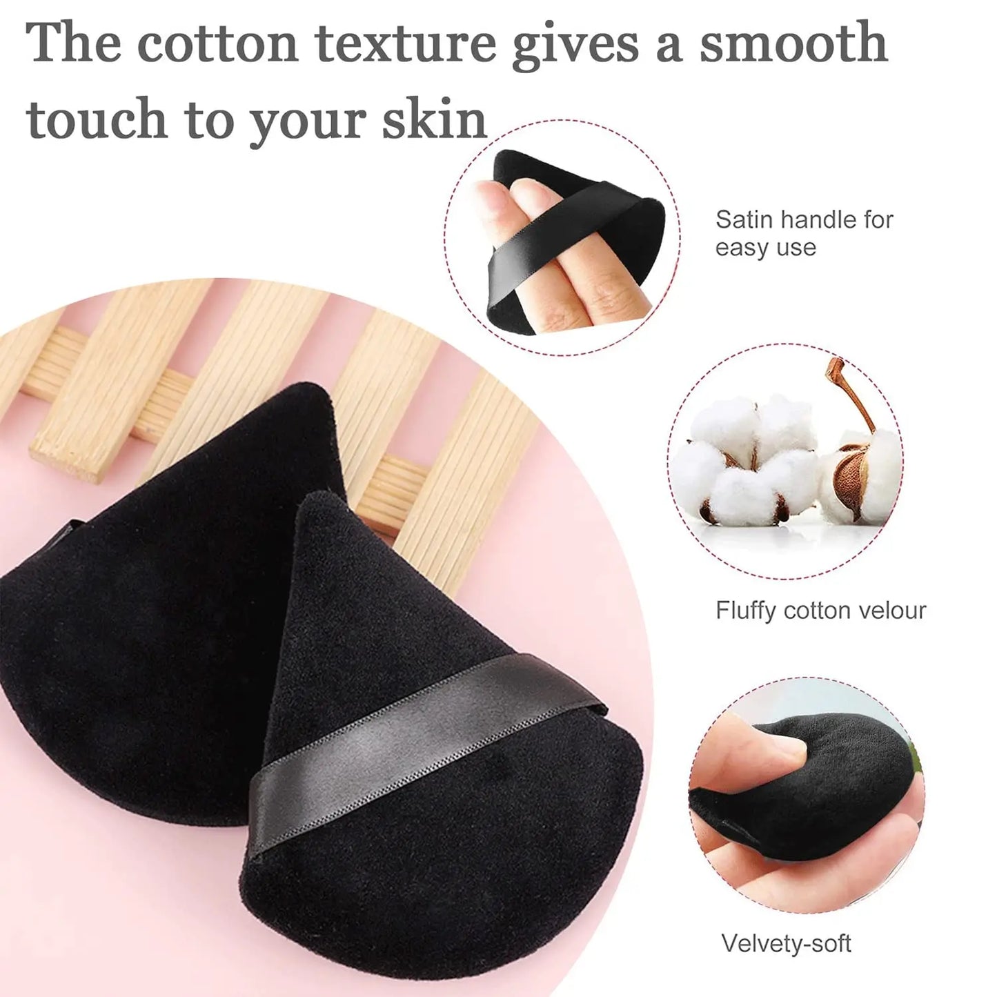 Wholesale 50Pcs Triangle Powder Puff Mini Face Makeup Sponge Cosmetics Soft Cotton Face Powder Puff Washable Velvet Makeup Puff