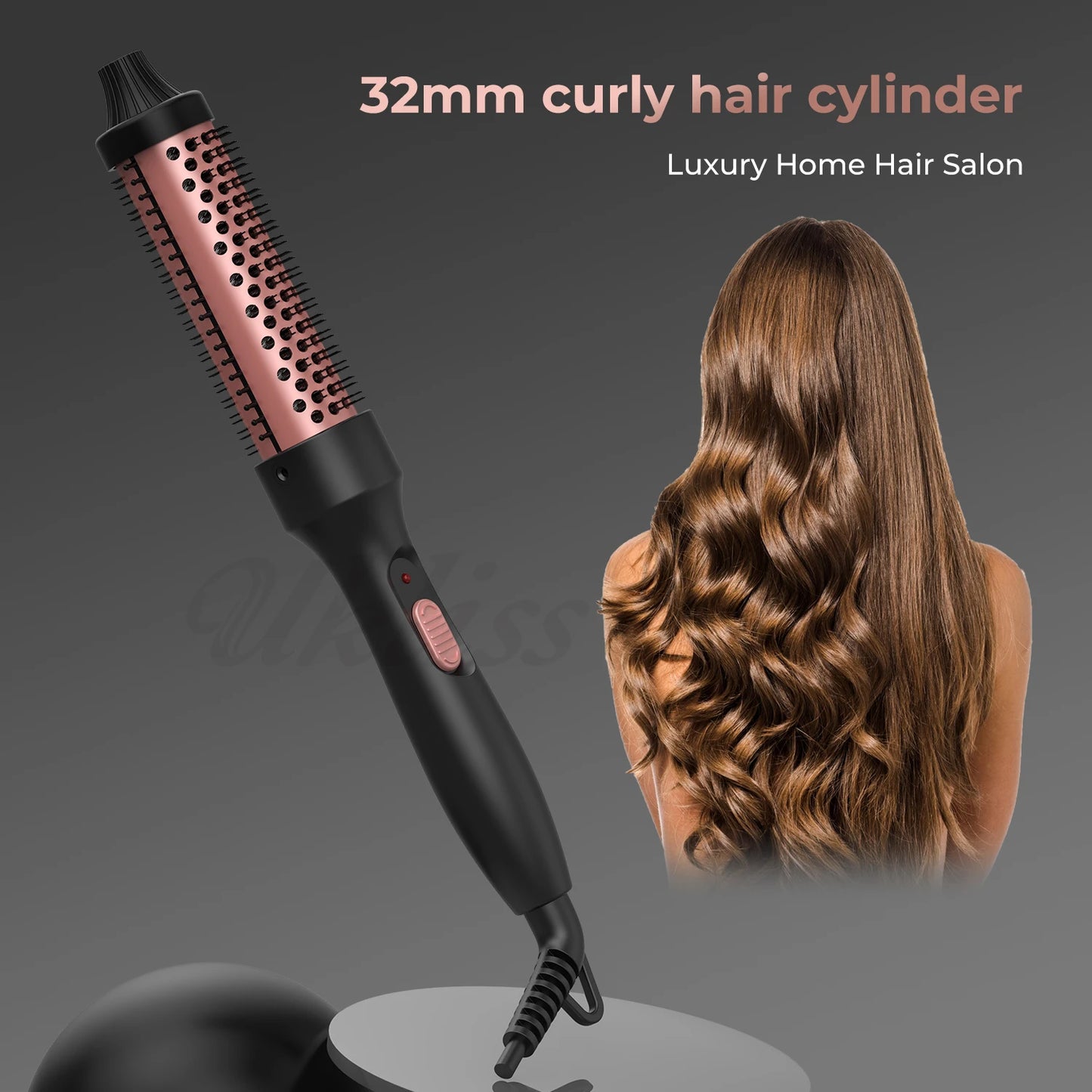 Thermal Brush Heated Curling Iron Brush 32mm Round Brush Ceramic Hair Curler Roller Volumizing Brush Curling Comb Styling Tools