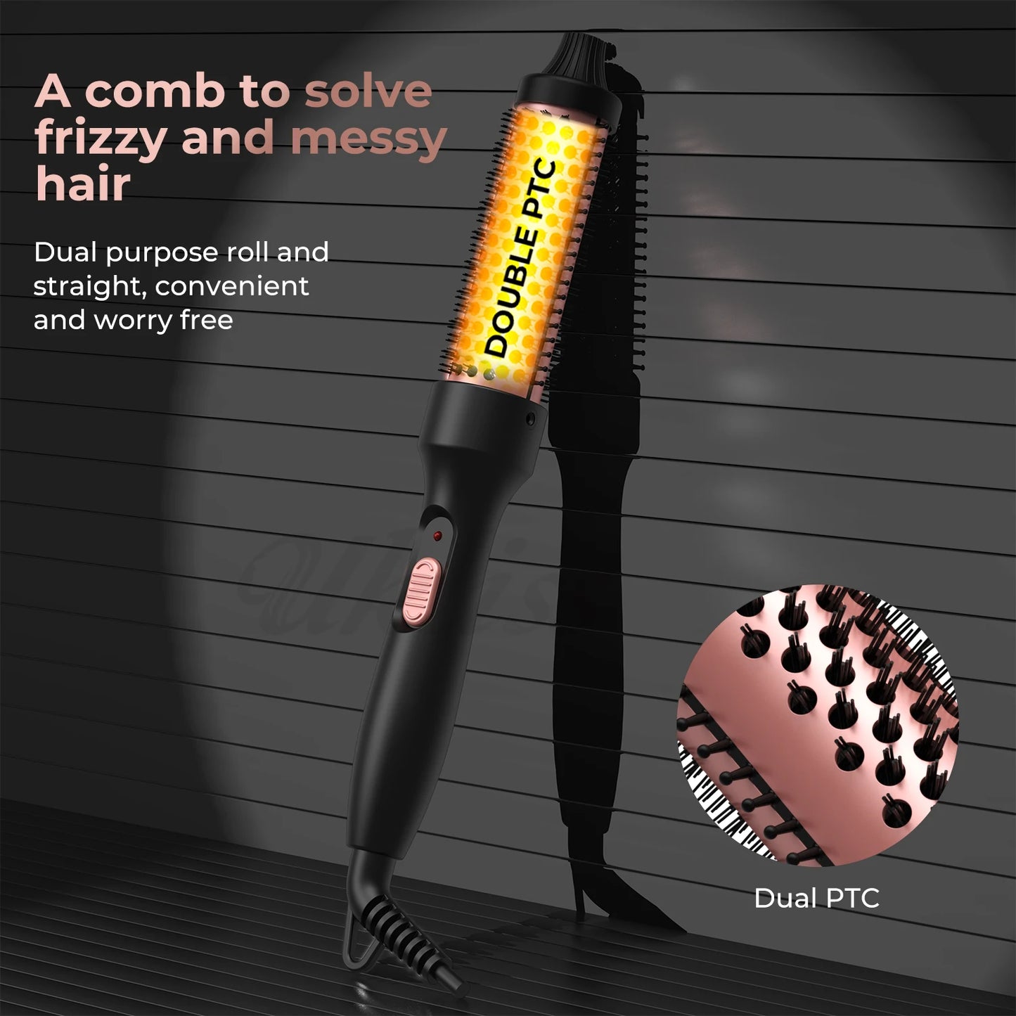 Thermal Brush Heated Curling Iron Brush 32mm Round Brush Ceramic Hair Curler Roller Volumizing Brush Curling Comb Styling Tools