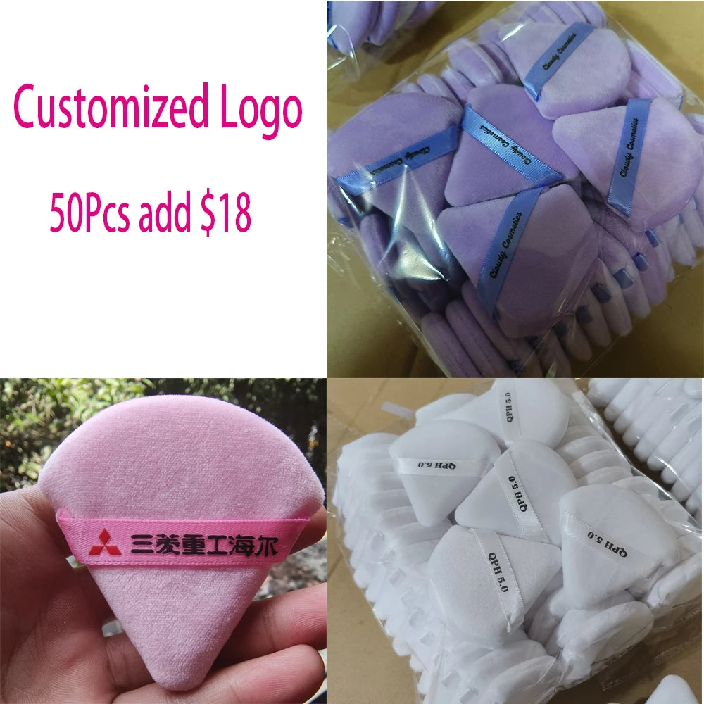 Wholesale 50Pcs Triangle Powder Puff Mini Face Makeup Sponge Cosmetics Soft Cotton Face Powder Puff Washable Velvet Makeup Puff