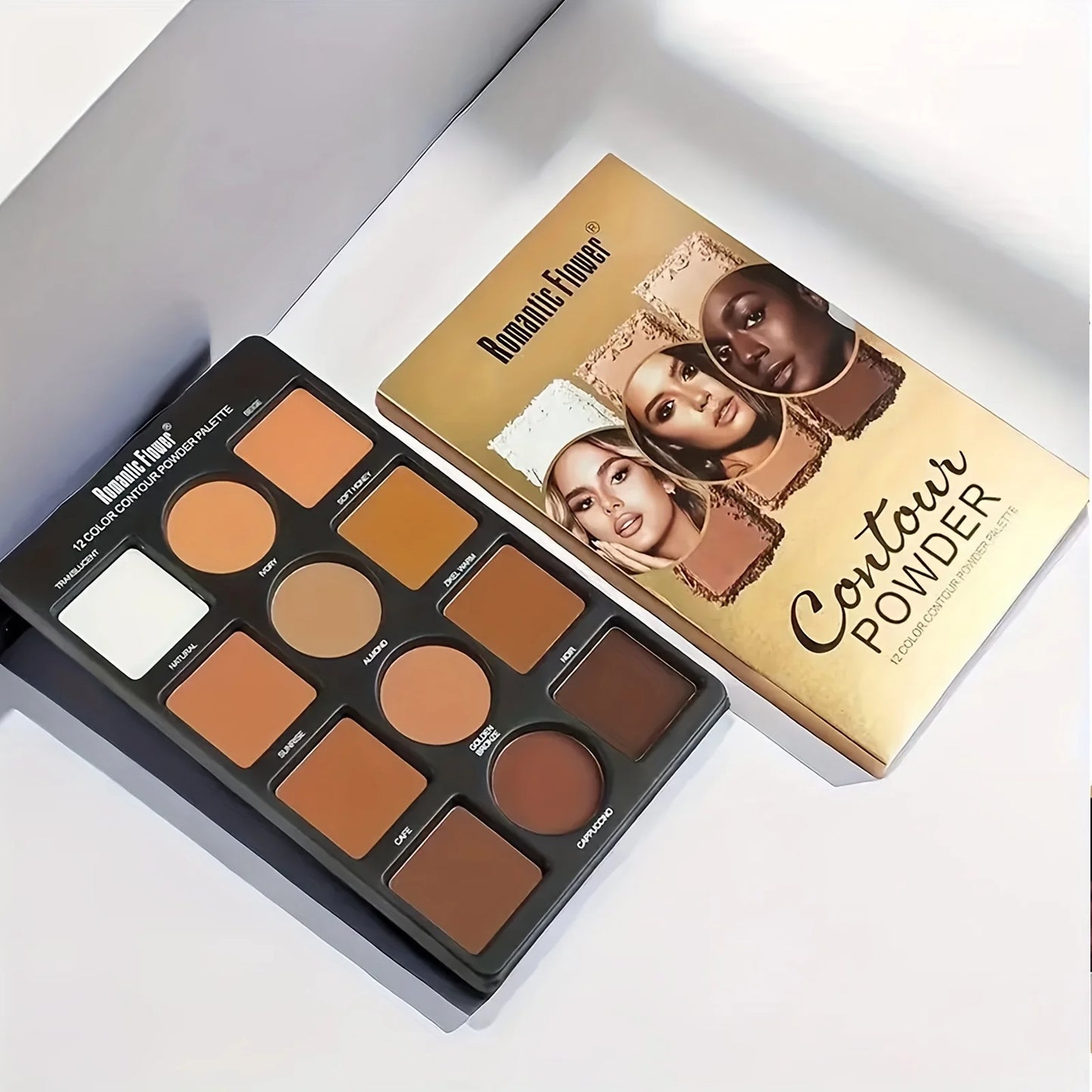 12-color bronze powder palette, matte brightening palette, concealer and highlight three-dimensional makeup, contouring face, bl